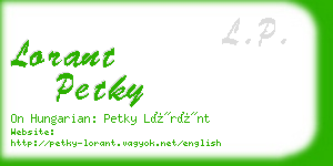 lorant petky business card